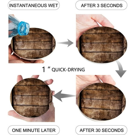 

ZHANZZK Rustic Farmhouse Wooden Garage Barn Door Set of 6 Round Coaster for Drinks Absorbent Ceramic Stone Coasters Cup Mat with Cork Base for Home Kitchen Room Coffee Table Bar Decor