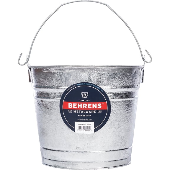 Behrens Hot Dipped Steel Pail 1208 - Heavy Duty - 8 Qt Silver