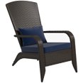 thumbnail image 1 of Outsunny Rattan Adirondack Chair Wicker Fire Pit Chair w/ Cushion Dark Blue, 1 of 10