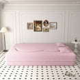 thumbnail image 4 of Miniyam Convertible Teddy Fabric Foam-Filled Sleeper Sofa Bed, 15" Full Size Folding Mattress for Living Room, Guest Bed, Playroom， No Assembly Required, Pink, 4 of 10