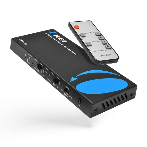 Conmutador matricial HDMI OREI UHDS-202 2x2 4K a 60 Hz con mando a distancia