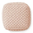 thumbnail image 3 of Casafield Square Pouf Ottoman, Light Pink - 18.5" W x 18.5" D x 14.5" H Cotton Knit Foot Stool - Boho Floor Pouffe for Living Room, 3 of 7
