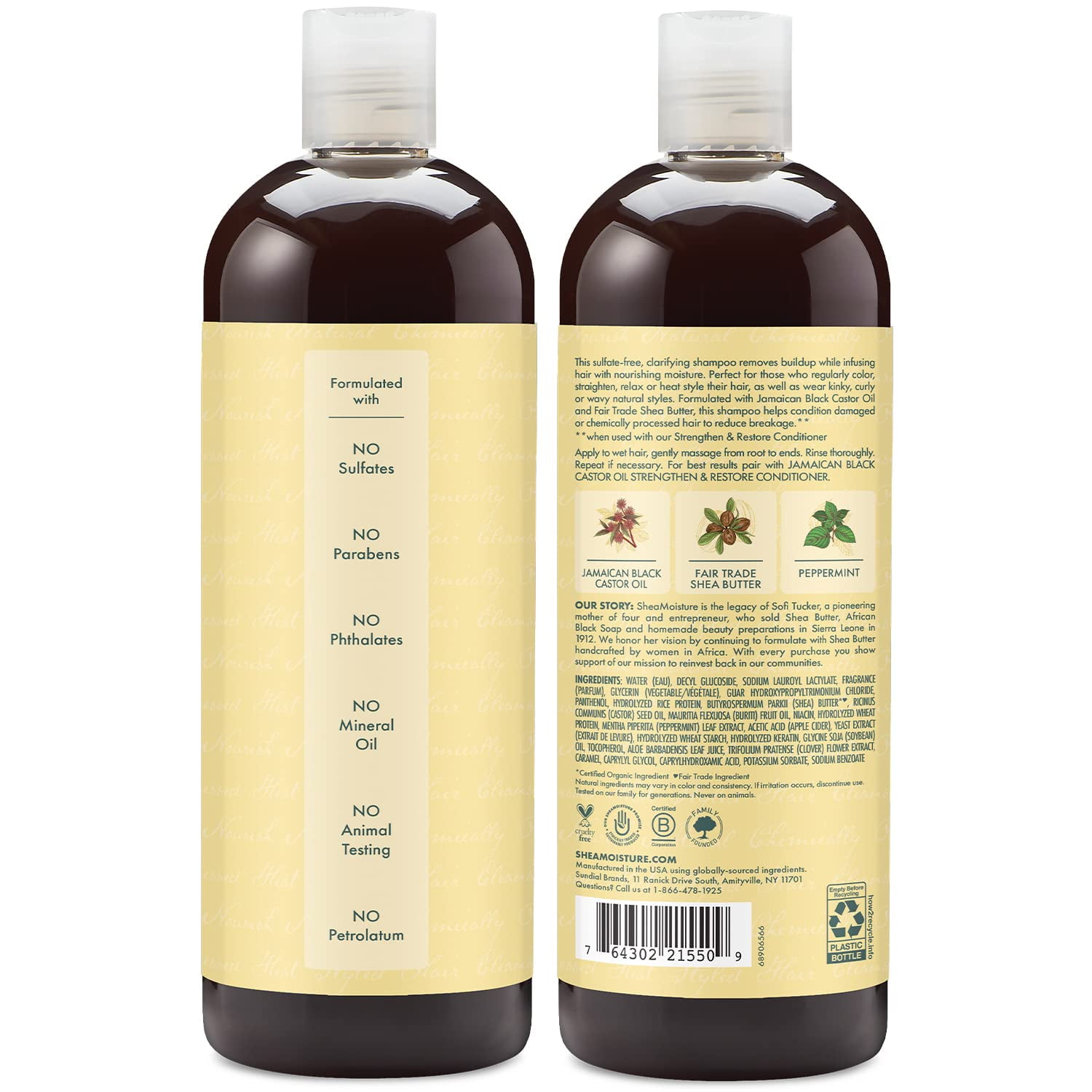 SheaMoisture Jamaican Black Castor Oil Replenishing Shampoo 16 oz pack of 2