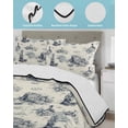 thumbnail image 3 of Full Size Quilt Bedding Set, Nautical Ship Reversible Summer Quilt 3 Pieces, Retro Coastal Ocean Lighthouse Mountain Map Lightweight Bedspreads Coverlets with 2 Pillow Shams for All Seasons, 3 of 5