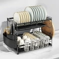 thumbnail image 3 of Dish Rack 2-Layer Stainless Steel Large Plate Rack with 2 Draining Board Cutlery Rack Dish Drainer Kitchen Counter Cup Rack Kitchen Dryer, 3 of 6
