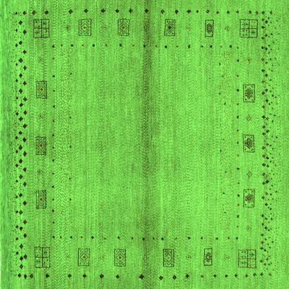 Ahgly Company Indoor Square Abstract Green Contemporary Area Rugs, 5' Square