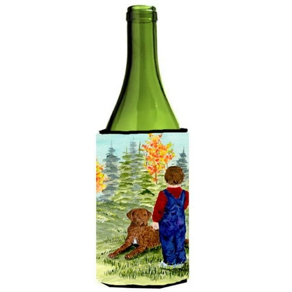 Little Boy With His Chesapeake Bay Retriever Wine bottle sleeve Hugger - 24 oz.