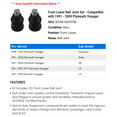 thumbnail image 2 of Front Lower Ball Joint Set - Compatible with 1991 - 2000 Plymouth Voyager 1992 1993 1994 1995 1996 1997 1998 1999, 2 of 2