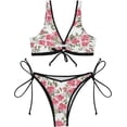 thumbnail image 2 of Dreamtimes Exotic Flowers Bikinis Swimsuit Set for Women Swimwear Triangle Bathing Suit Tie String Thong, X-Small, 2 of 7