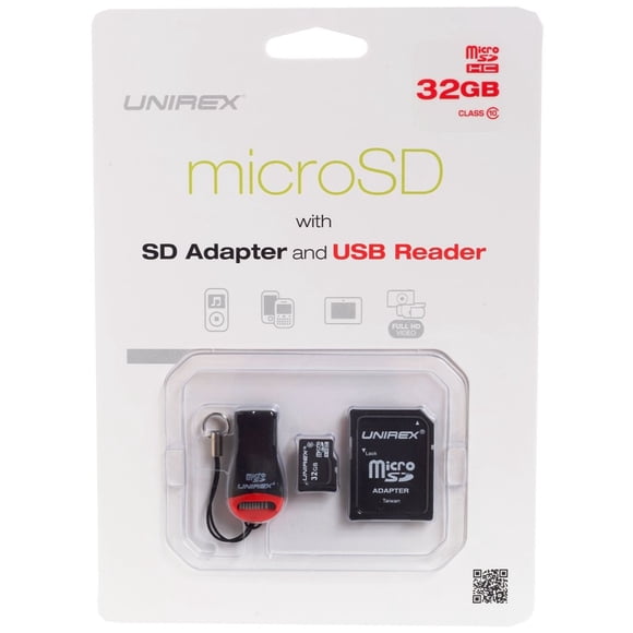 Kit adaptador MicroSD Unirex de 32 GB con lector USB y llavero