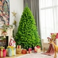 thumbnail image 3 of Costway 7.5ft Green Flocked Hinged Artificial Christmas Tree w/ Metal Stand Green, 3 of 10