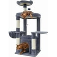 thumbnail image 1 of Cat Tree [/CM] Cat Tower for Indoor Cats Large Adult Cat Condo with Large Platform Hanging Basket Scratching Posts Pompoms Light MSW, 1 of 8