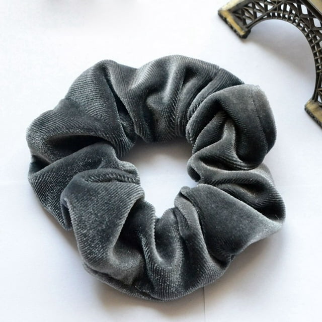 Élastiques en Velours Roses Chouchous Doux Bandeaux Attaches Cheveux Accessoires Cheveux Filles, Femmes (2 Pcs), Gris Foncé 2 Pcs