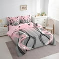 thumbnail image 3 of Feelyou Modern Artwork Teens Twin Bedding Sets 7-Piece, Pink Grey Abstract Bedding Comforter Set, Gradient Aesthetic Stripe Reversible Sheet Sets, Luxury Bedroom Decor, 3 of 8