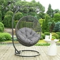 thumbnail image 5 of Modern Contemporary Urban Design Outdoor Patio Balcony Swing Chair, Grey Gray, Rattan, 5 of 5