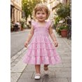 thumbnail image 6 of BemeyourBBs Toddler Baby Girl Plaid Gingham Dress Little Girl Summer Smocked Sundress Ruffled Trim Flying Sleeve A Line Casual Dress, 6 of 9