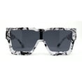thumbnail image 2 of Colored Mirror White Marble Frame 80s Robotic Shield Sunglasses Black, 2 of 4