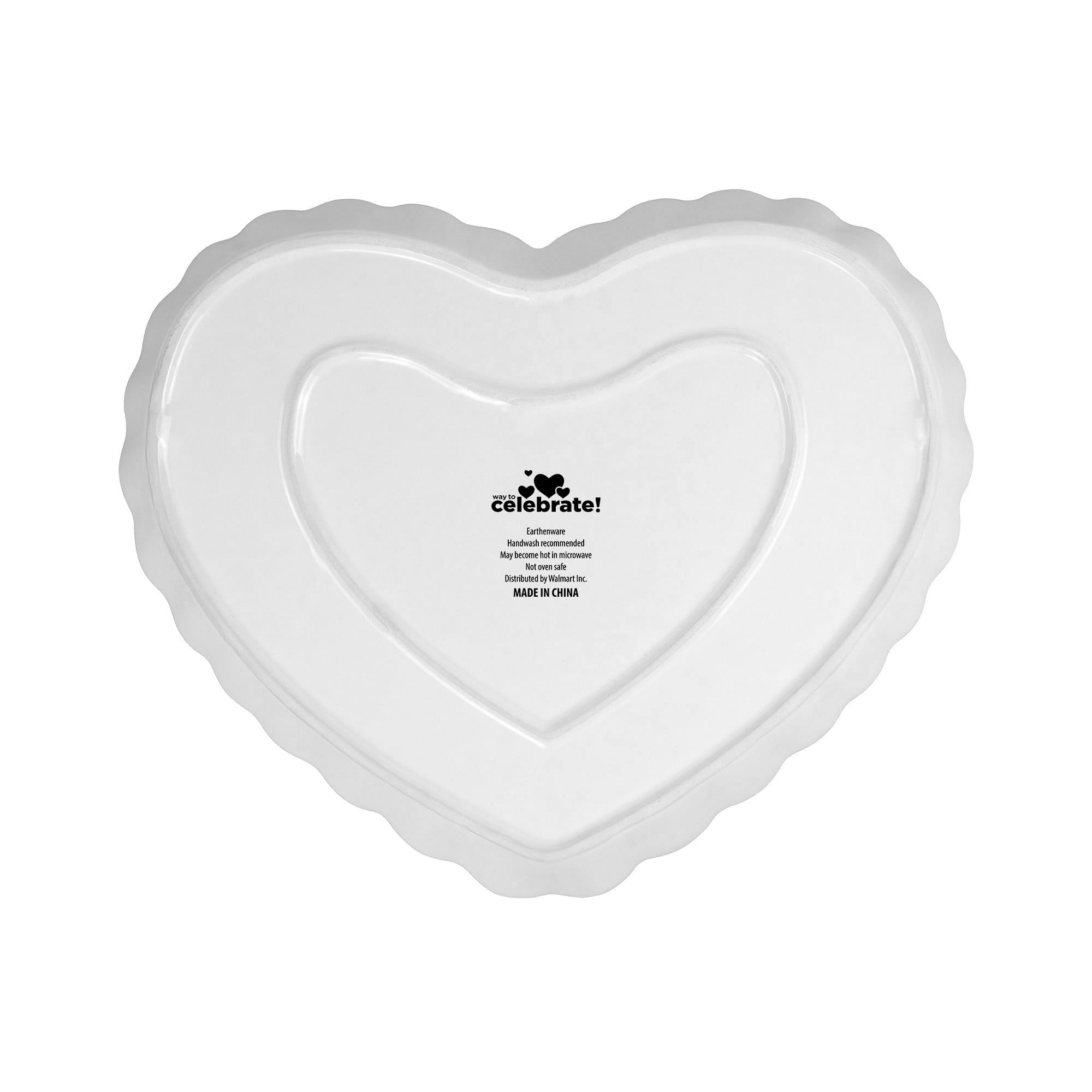 Way To Celebrate 1 Pack White Heart Earthenware Serving Tray
