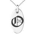 thumbnail image 1 of Stainless Steel Letter O Initial Old English Monogram Engraved Small Oval Charm Pendant Necklace, 1 of 1