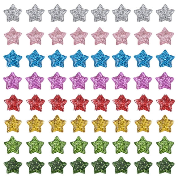 Raindrops 60Pcs Durable Glitter Star Beads Flat Back for DIY Jewelry Decoration