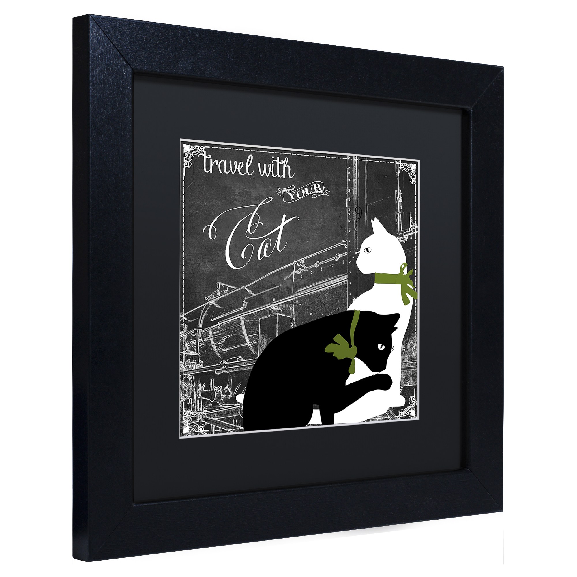 Trademark Fine Art "Travel With Your Cat" Canvas Art by Color Bakery, Black Matte, Black Frame