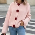 thumbnail image 5 of Karight Womens Sweaters Long Sleeve Button Down Winter Open Front Crewneck Chunky Cardigan Sweaters for Women, 5 of 9