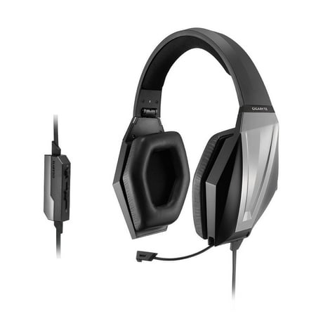 Gigabyte Computer PC Gaming Foldable Headset Headphones with In-Line Independent Control and Retractable Microphone, Silver/Black (New Open