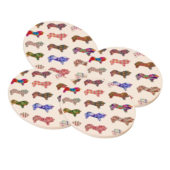 KuzmarK Sandstone Drink Coaster (set of 4) - Chow Chow Dog
