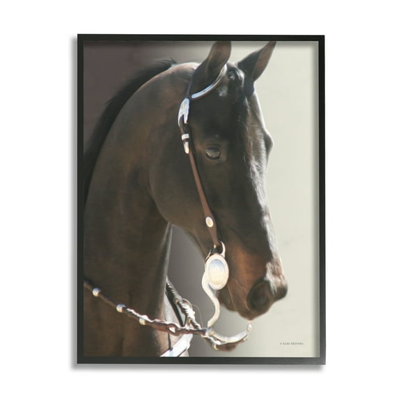 Stupell Industries Horse with Bridle Animals & Insects Photography Black Framed Art Print Wall Art, 11 x 14