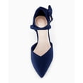 thumbnail image 4 of Women  Low Kitten Heel Bow Heels Dress Shoes Closed Pointed Toe Ankle Strap Elegant Wedding Party Pumps, 4 of 5