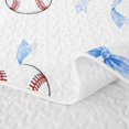thumbnail image 5 of Feelyou Cartoon Baseball Twin Quilt Set for Girls, Blue Watercolor Bow Twin Coverlet Set, 2 Pieces, 5 of 7