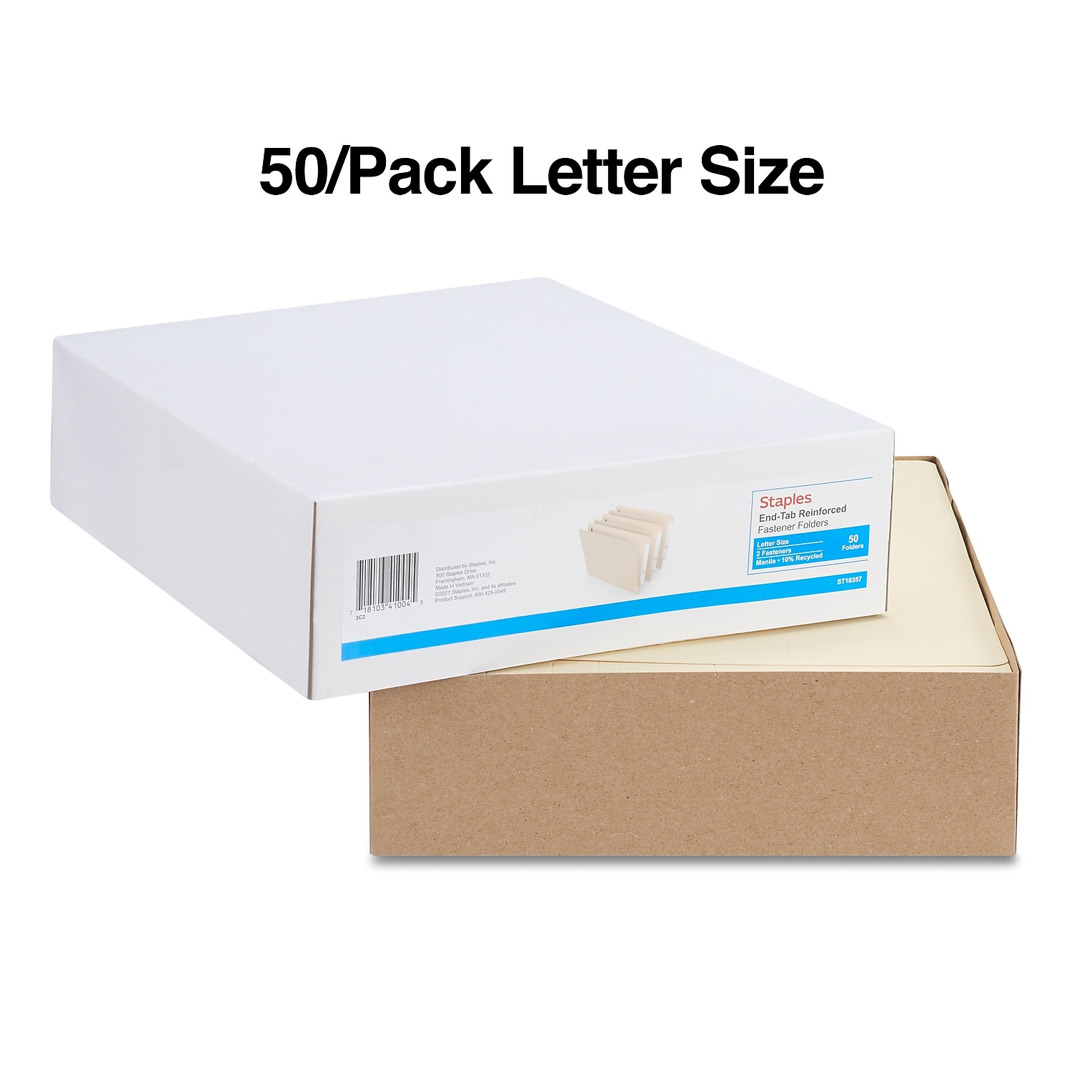 Staples Reinforced End Tab Classification Folder Letter Size Manila 100/Carton ST18357/TR183VS