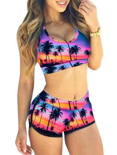 bathing suit top and shorts
