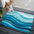 thumbnail image 3 of 2x3 Ft Entryway Area Rug, Teal Abstract Waves Kitchen Rug Runner Washable Floor Mat, Water Ripple Stripes Modern Non Slip Indoor Door Mat Throw Carpet for Bathroom Living Room Bedroom, 3 of 8