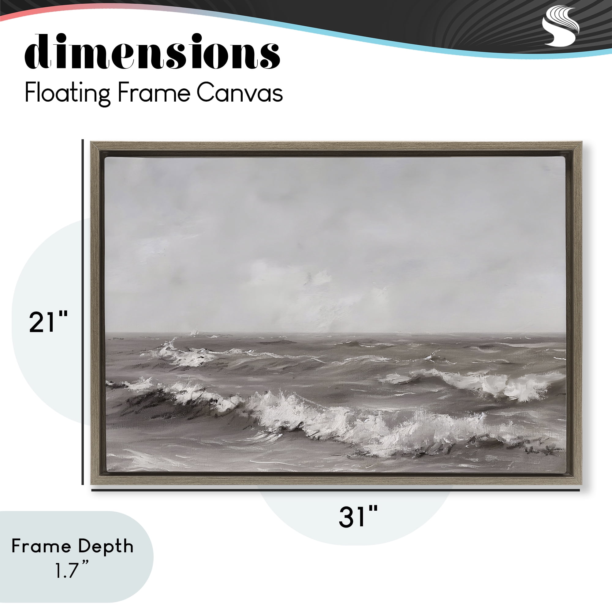 Stupell Industries Monochrome Sea Ripples Brown Framed Floater Canvas Wall Art, design by Jacky Ngan