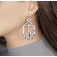 thumbnail image 2 of Beautiful Large Modern Hammered Stainless Steel Peace Sign Earrings – .925 Sterling Silver Earwires, 2 of 5
