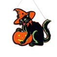 thumbnail image 2 of Halloween Black Cat Hanging Ornament, Battery Operated Creepy Light Up Prop, Indoor Outdoor Halloween Party Decoration, 2 of 5