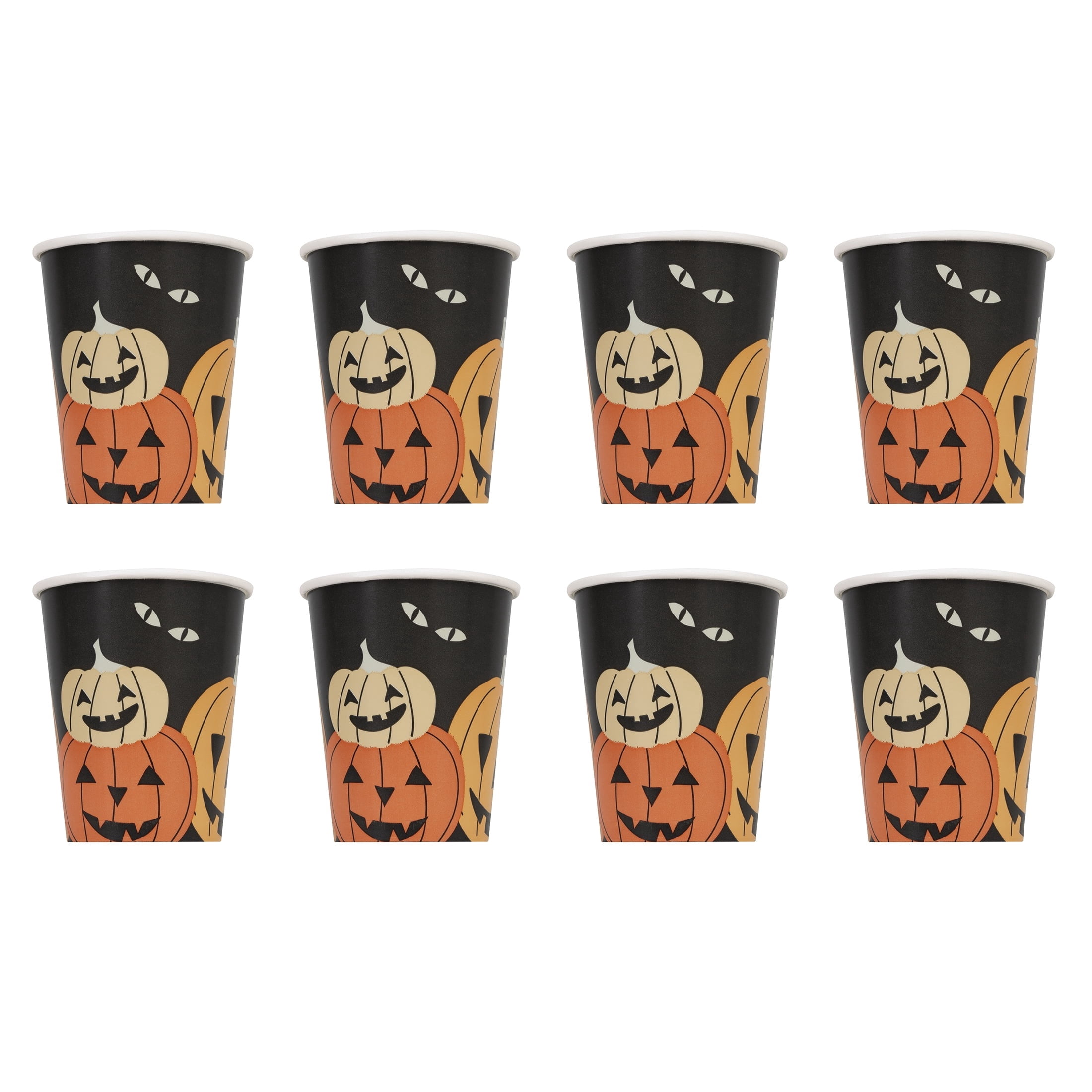 Jack-o'-Lantern Disposable Paper Cups, Multicolor, 9 oz, 8 Count, Halloween by Way To Celebrate