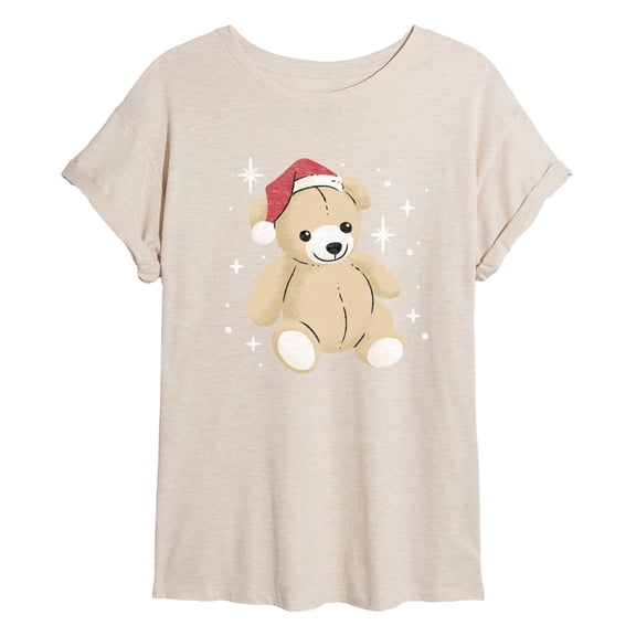 Instant Message - Christmas Teddy Bear Oversized Graphic T-Shirt