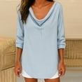 thumbnail image 2 of Womens Shirts Fall Sevevn Womens Spring And Summer V-Neck Long Sleeve Solid Loose Casual Top, 2 of 6