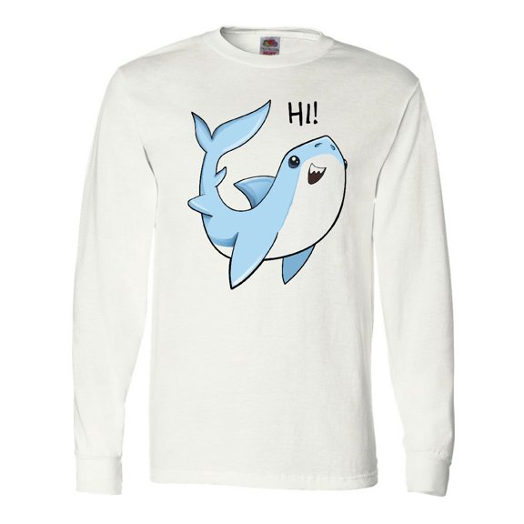 Inktastic Hi- Cute Shark Long Sleeve T-Shirt