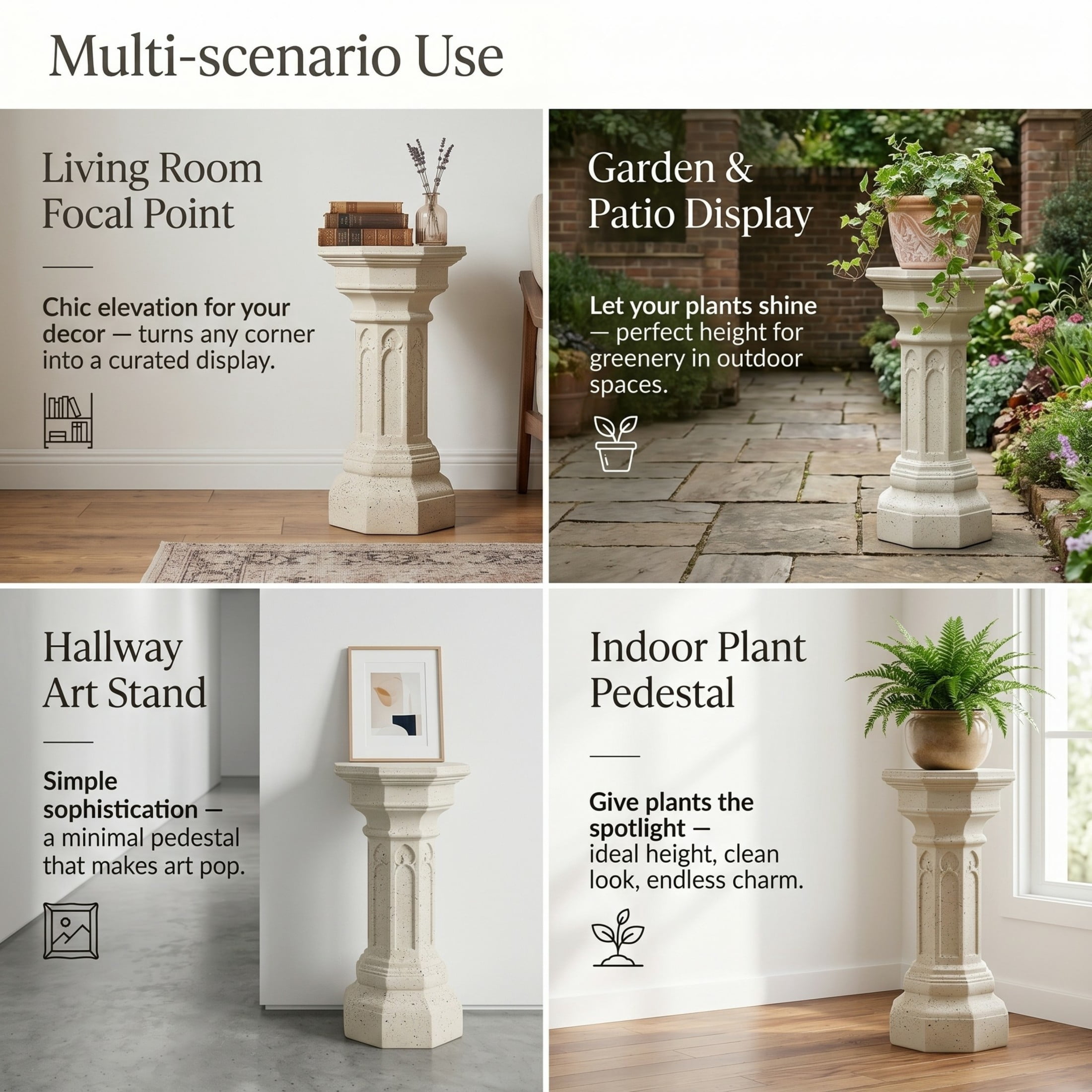 Christopher Knight Home 22.64"H Floral Pedestal Plant Stand, MGO Decorative Column Side Table, Sand