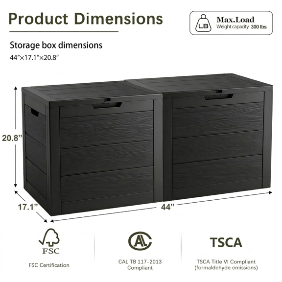 35 Gallon Resin Deck Box with Lockable Latch, Waterproof UV-Resistant Multi-Purpose Outdoor Storage for Patio Cushions