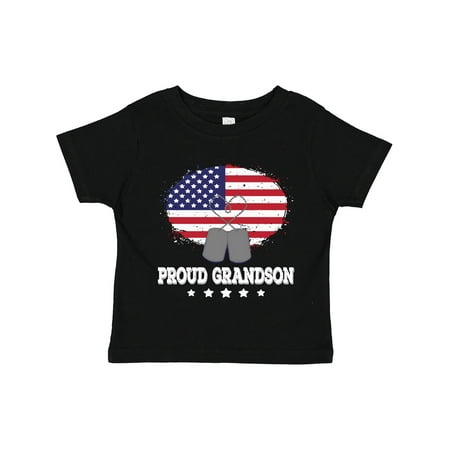 

Inktastic Proud Military Grandson US Flag Gift Toddler Boy Girl T-Shirt