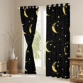 thumbnail image 3 of Homewish Psychedelic Stars Moon Blackout Curtains, Black Gold Curtains Pack of 2 (42x84 Each), 3 of 5