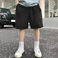 thumbnail image 2 of LNWUY (3-14 Years ) Boys Casual Shorts Elastic Summer Thin Five Ice Silk Pants Shorts Outside Pants Black 13 Years, 2 of 3