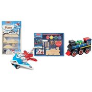 Melissa & Doug Decorate Your Own 2-Pack - DYO Wooden Plane with DYO Wooden Train - Ages 3 And Up