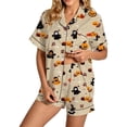 thumbnail image 3 of jiaxiM Halloween Pajama Set Women, Halloween Pjs Women, Pumpkin Graphic Summer Pajama Set, Loose Fit Short Top And Shorts Set, Soft Loungewear Sleepwear for Daily Use, 3 of 5