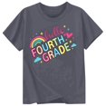 thumbnail image 2 of School Uniform Tshirts Girls Casual Letter Print Tee Short Sleeve Round Neck Top Girls Tshirts Dark Gray 1-2 Years, 2 of 3