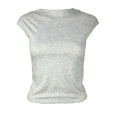 thumbnail image 3 of TAGOLD Womens Casual Summer Short Sleeve Tops Solid Color Crew Neck Backless Reversible Summer Casual Tee, 3 of 5